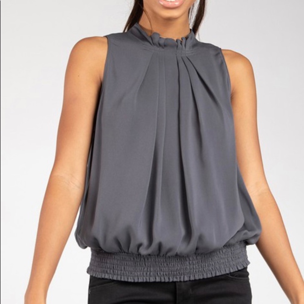 NWT Pleated High Neck Sleeveless Top